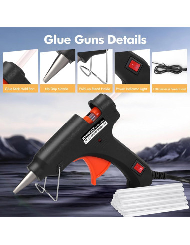 Kit de Pistola de Pegamento Caliente BXBXOLT 20W con 32 Barras 7mm