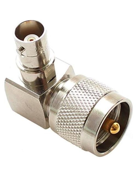 Adaptador Coaxial UHF PL259 a BNC 90 - Exgoofit (Paquete de 2)