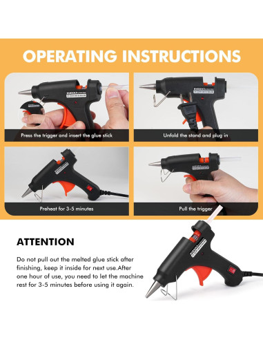 Kit de Pistola de Pegamento Caliente BXBXOLT 20W con 32 Barras 7mm