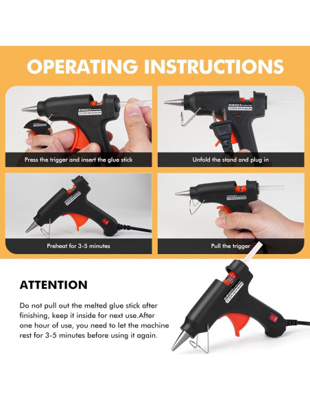 Kit de Pistola de Pegamento Caliente BXBXOLT 20W con 32 Barras 7mm