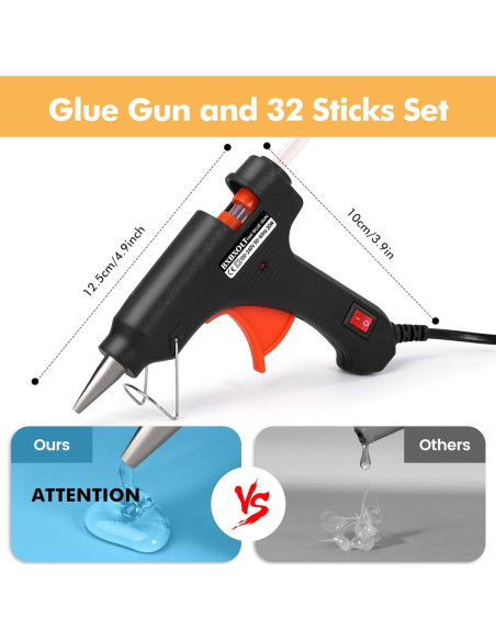 Kit de Pistola de Pegamento Caliente BXBXOLT 20W con 32 Barras 7mm