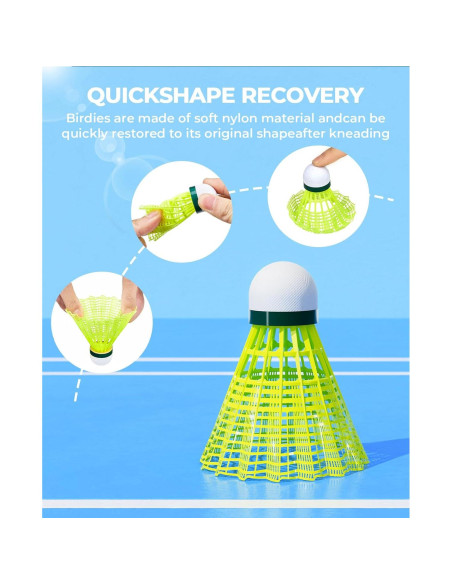 Plumas de Bádminton HIRALIY SC12-Y Nylon 12 Piezas Amarillo