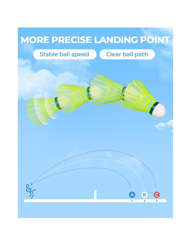 Plumas de Bádminton HIRALIY SC12-Y Nylon 12 Piezas Amarillo