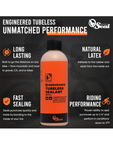 Sello Naranja Endurance 240ml para Neumáticos Tubeless