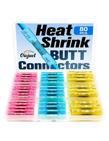 Conectores Termorretráctiles Oiojuct 80 Pcs para Cableado Marino