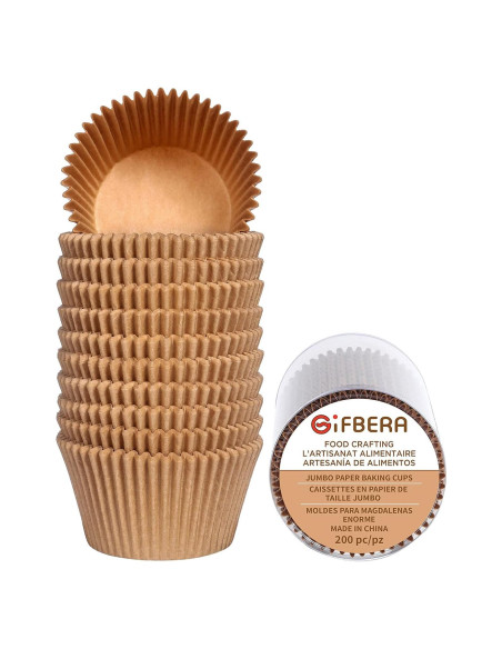 Forros de Cupcake Jumbo GiFBERA 200 Unidades Papel Natural