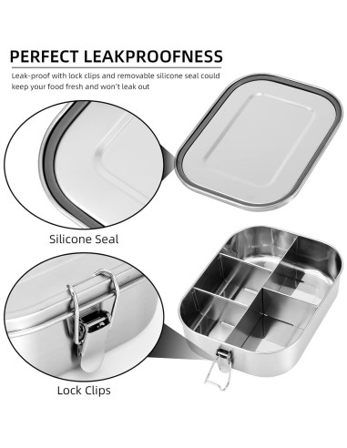 Caja de Almuerzo UPTRUST Acero Inoxidable 1400ml 5 Compartimentos