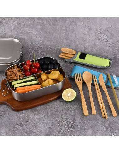 Caja de Almuerzo UPTRUST Acero Inoxidable 1400ml 5 Compartimentos