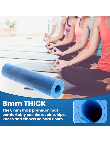 Esterilla de Yoga Koa TPE Antideslizante 1.83m Azul 8mm