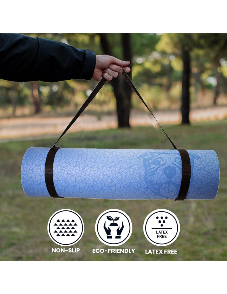 Esterilla de Yoga Koa TPE Antideslizante 1.83m Azul 8mm