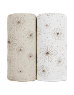 Mantas de Muselina para Bebés lulumoon 2Pack Algodón Floral
