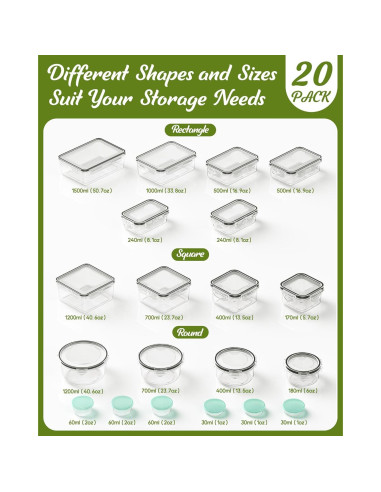 Juego de Contenedores de Alimentos Canfanni 40 Piezas Sin BPA
