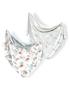 Mantas para Bebés GRSSDER 2 Piezas Jersey Knit 86x112 cm