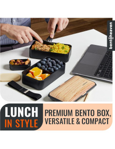 Caja Bento Premium Bentoheaven 1200 ml Apta Microondas y Lavavajillas 2