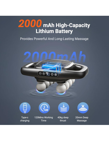 Pistola de Masaje Aocesk 16 Cabezas Tejido Profundo Silenciosa