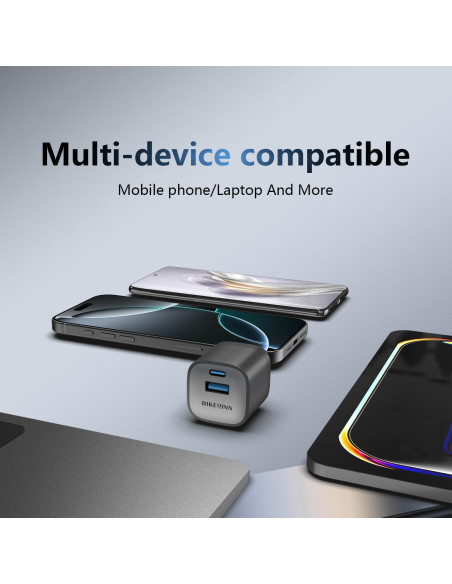 Cargador Rápido 45W GaN DIEKQINN USB-C y USB-A Negro Cargador Rápido 45W GaN DIEKQINN USB-C y USB-A Negro