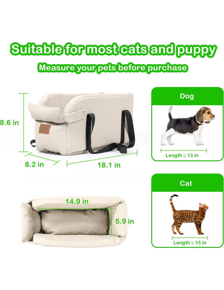 Asiento de coche para perros Asou 46x21.8x20.8 cm hasta 5.9 kg