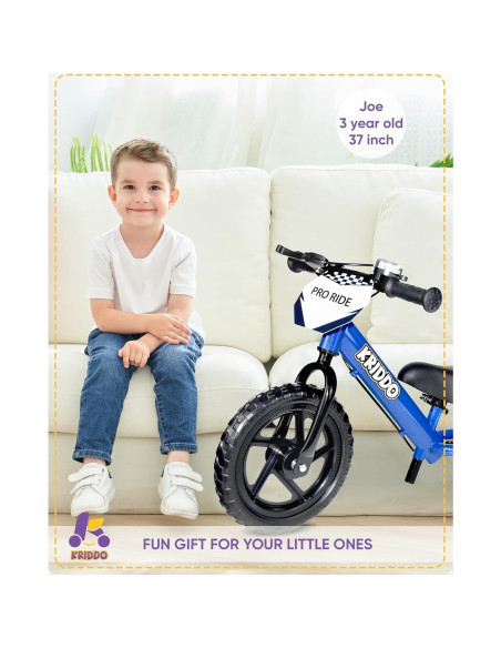Bicicleta de Equilibrio KRIDDO Azul 12" para Niños 2-5 Años