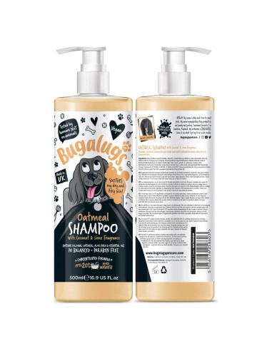Champú para perros BUGALUGS 500ml con avena y aloe vera