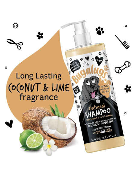 Champú para perros BUGALUGS 500ml con avena y aloe vera Champú para perros BUGALUGS 500ml con avena y aloe vera