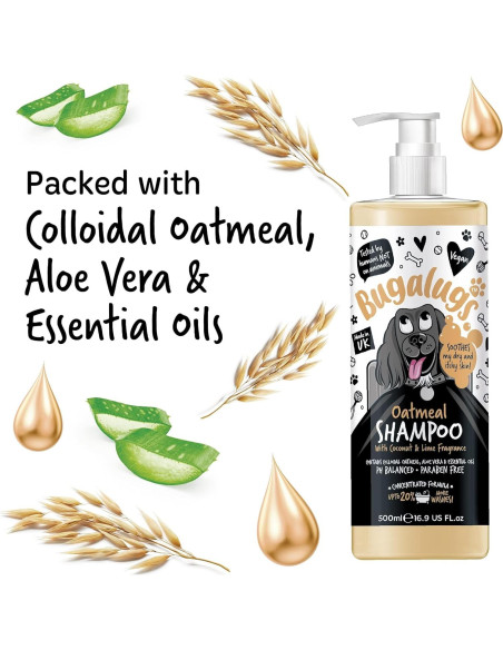 Champú para perros BUGALUGS 500ml con avena y aloe vera Champú para perros BUGALUGS 500ml con avena y aloe vera