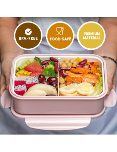 Caja Bento LOVINA 1100 ML Rosa - Apta Microondas y Lavavajillas 2