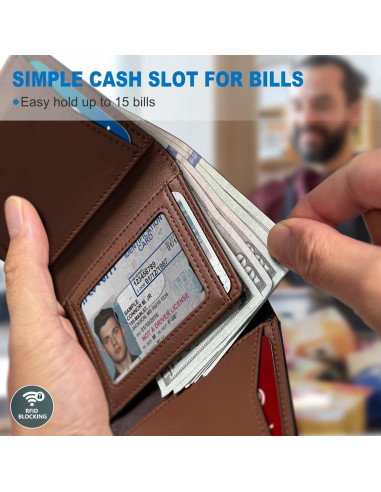 Billetera Airtag para hombres MIYOZI, cuero delgada, RFID, 14-16 tarjetas