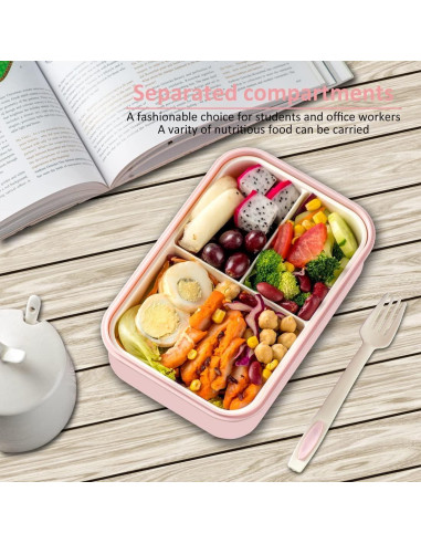 Caja Bento LOVINA 1100 ML Rosa - Apta Microondas y Lavavajillas
