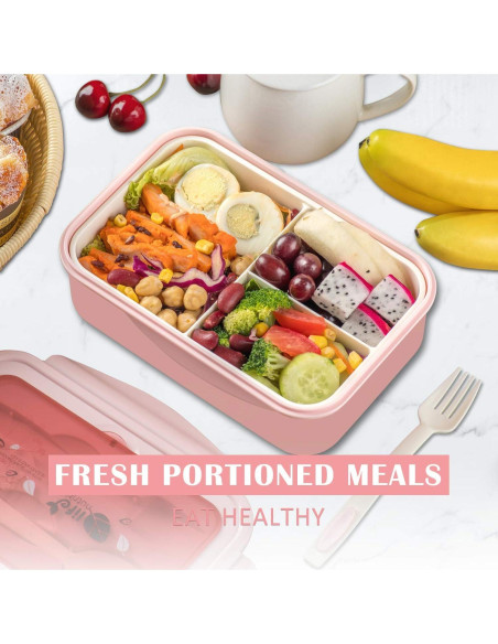 Caja Bento LOVINA 1100 ML Rosa - Apta Microondas y Lavavajillas