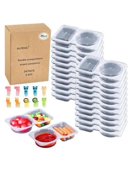 24 Recipientes Reutilizables ALFEVA con Tapas y 10 Tenedores