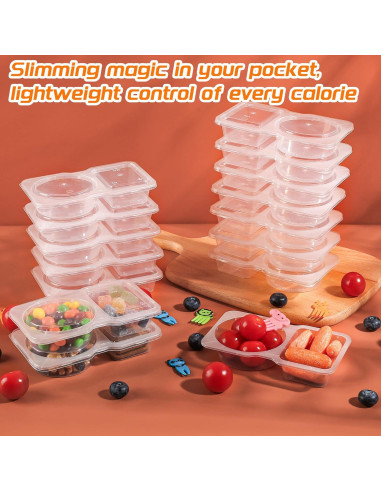 24 Recipientes Reutilizables ALFEVA con Tapas y 10 Tenedores