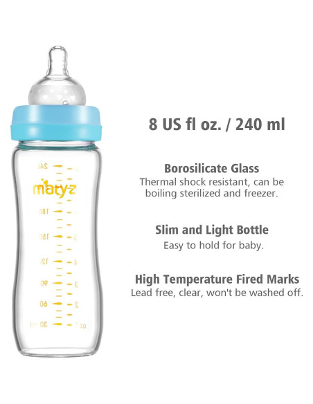 Botella de Alimentación Matyz 8 Oz Vidrio Borosilicato Sin BPA