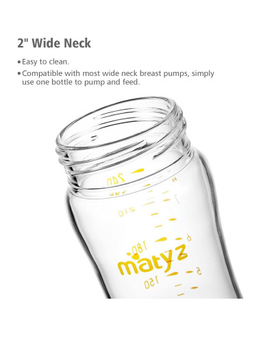 Botella de Alimentación Matyz 8 Oz Vidrio Borosilicato Sin BPA