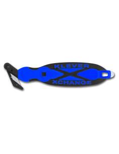 Corta Cajas Klever XChange Azul, Cuchillo de Seguridad Ergonómico