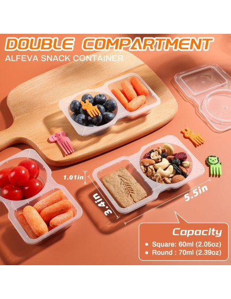 24 Recipientes Reutilizables ALFEVA con Tapas y 10 Tenedores