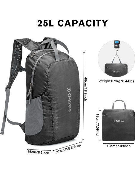 Mochila de Senderismo Plegable G4Free 25L Resistente al Agua