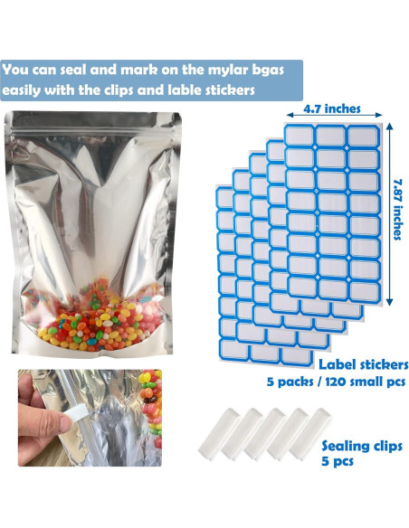 Paquete de 100 Bolsas Mylar Recerrables 10x15 cm Circloophs