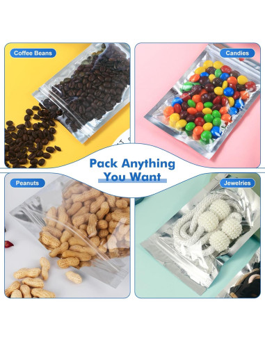 Paquete de 100 Bolsas Mylar Recerrables 10x15 cm Circloophs