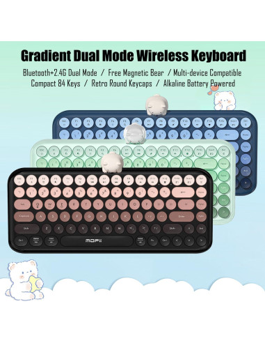 Teclado Inalámbrico Compacto Lomiluskr TKL Bluetooth 2.4G Negro