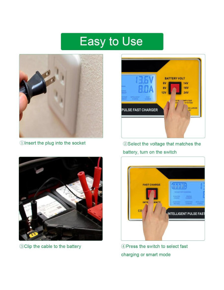 Cargador de Batería Automotriz JYEASTZ 6-24V 0-10A Inteligente