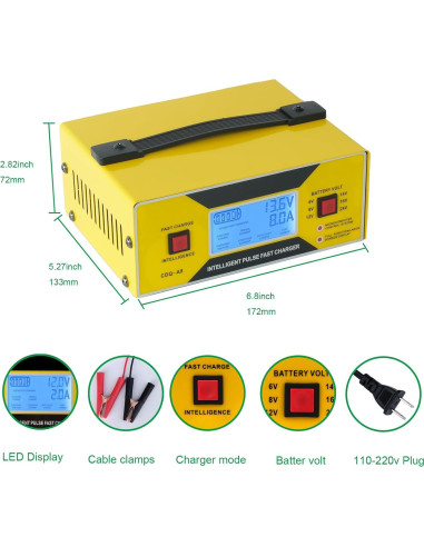 Cargador de Batería Automotriz JYEASTZ 6-24V 0-10A Inteligente