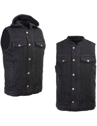 Chaleco de mezclilla negro Milwaukee Leather MDM3020 5-en-1