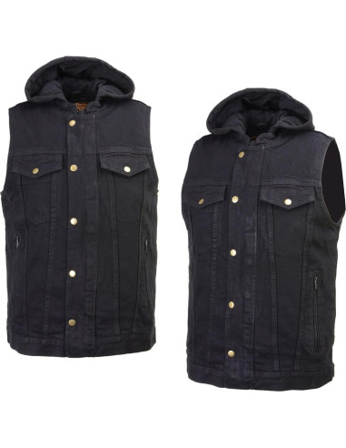 Chaleco de mezclilla negro Milwaukee Leather MDM3020 5-en-1