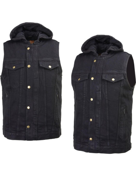 Chaleco de mezclilla negro Milwaukee Leather MDM3020 5-en-1 Chaleco de mezclilla negro Milwaukee Leather MDM3020 5-en-1