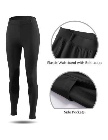 Pantalones Ecuestres Mujer Baleaf X-Pequeño Gamuza Negro UPF50+