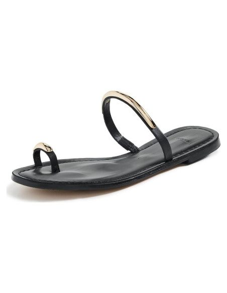 Sandalia plana Dolce Vita WINK para mujer cuero negro