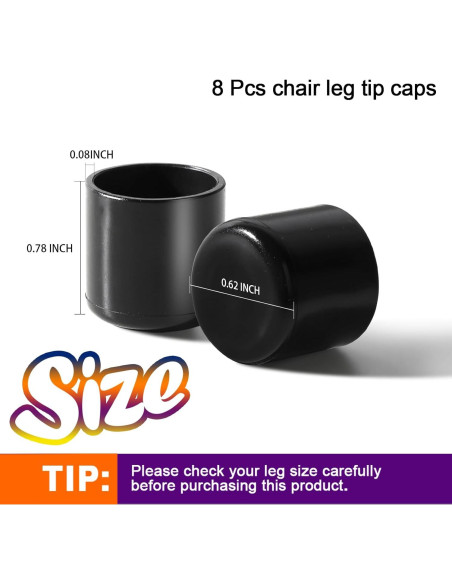 Cubiertas de patas de silla HNYYZL, 8 unidades 16mm antideslizantes Cubiertas de patas de silla HNYYZL, 8 unidades 16mm antideslizantes