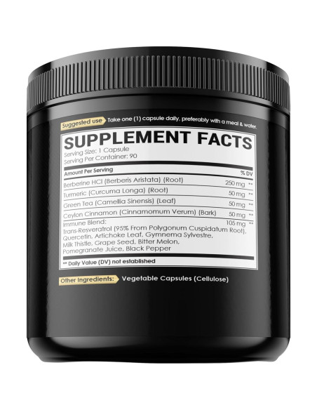 Suplemento de Berberina NUQIIT con Cúrcuma y Té Verde - 90 Cápsulas