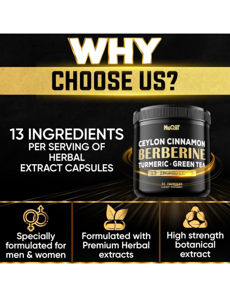 Suplemento de Berberina NUQIIT con Cúrcuma y Té Verde - 90 Cápsulas