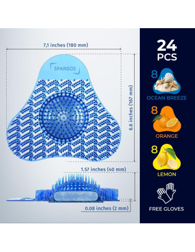 Pantallas de Urinal Desodorantes Spargos 24 Piezas - 3D Onda